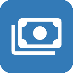 about-love-4 Icon of white money on blue background.